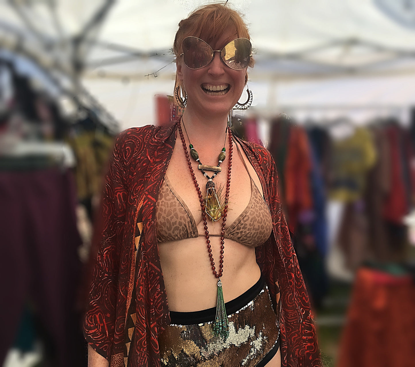 Air Plant Terrarium Sandalwood Bead Necklace ~ Buddha Monk Prayer Beads