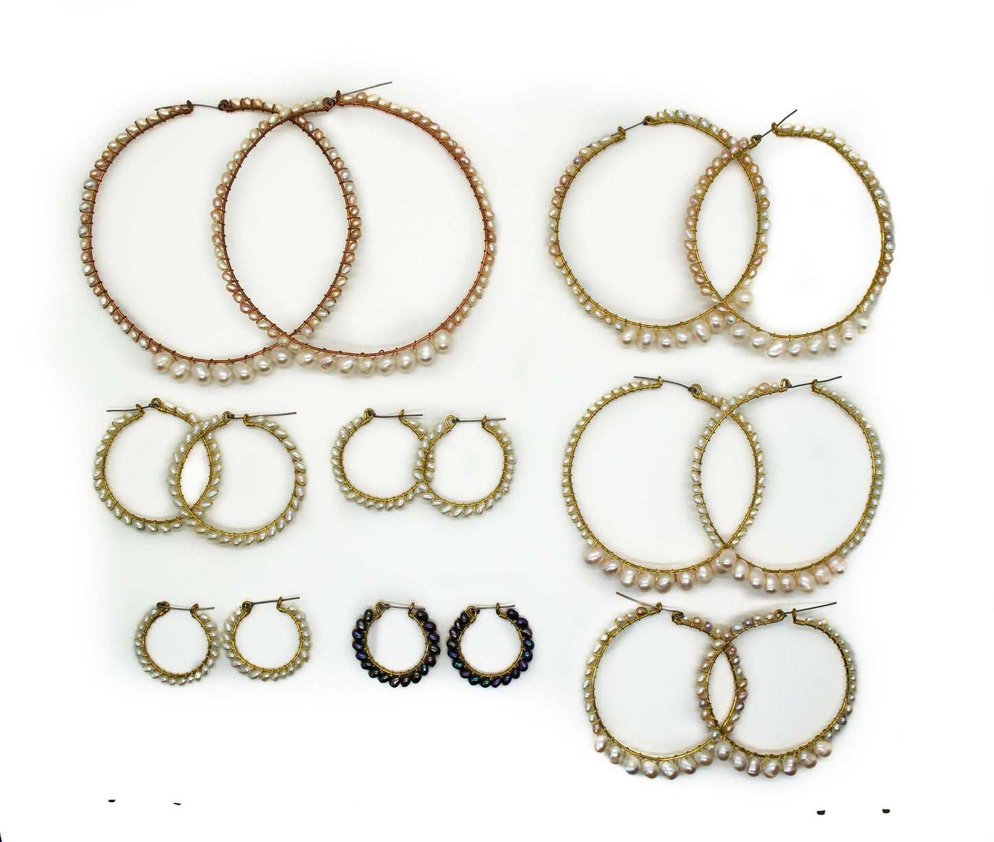 Pearl Hoop Earrings ~ Geniune Pearls (Small, Medium, Large, Many Styles)