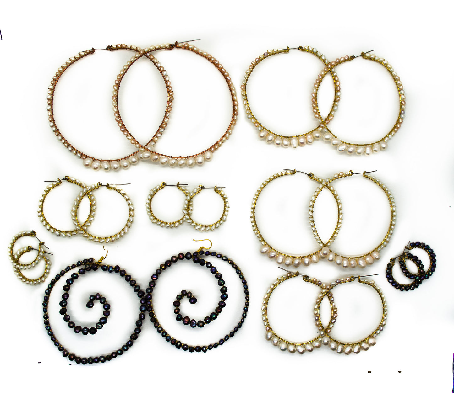 Pearl Hoop Earrings ~ Geniune Pearls (Small, Medium, Large, Many Styles)