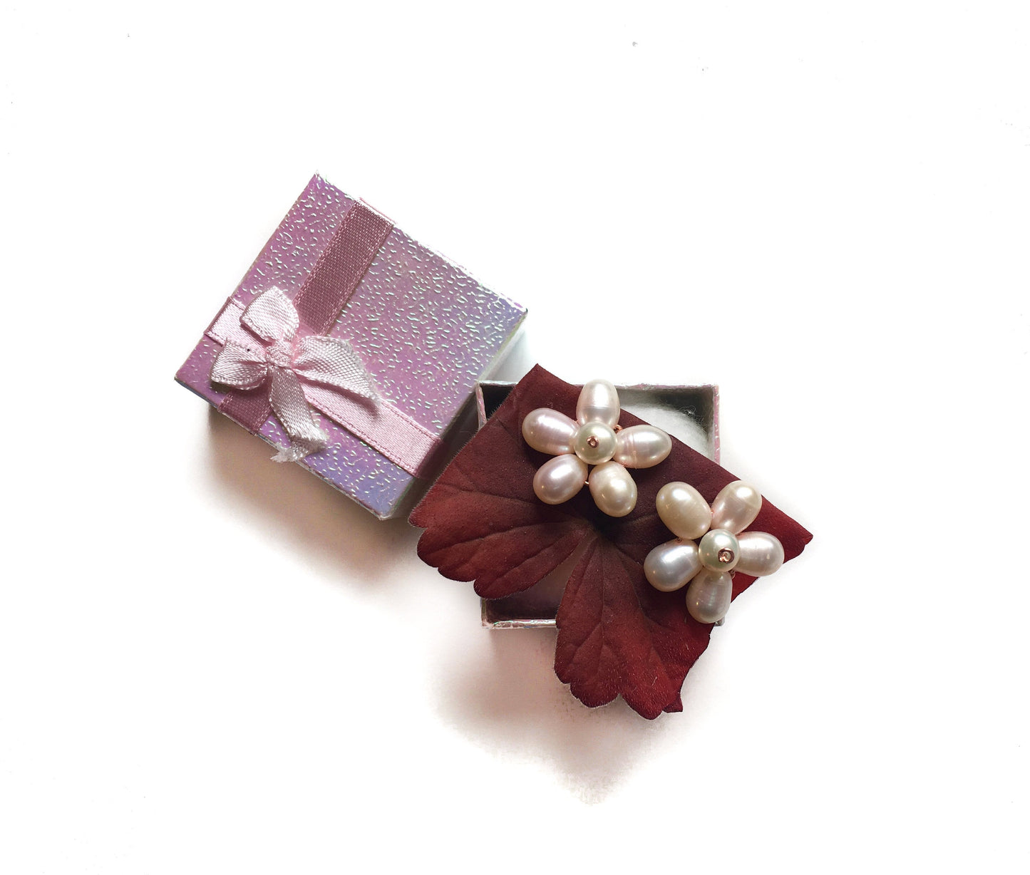 Genuine Pearl Flower Stud Elegant Earrings
