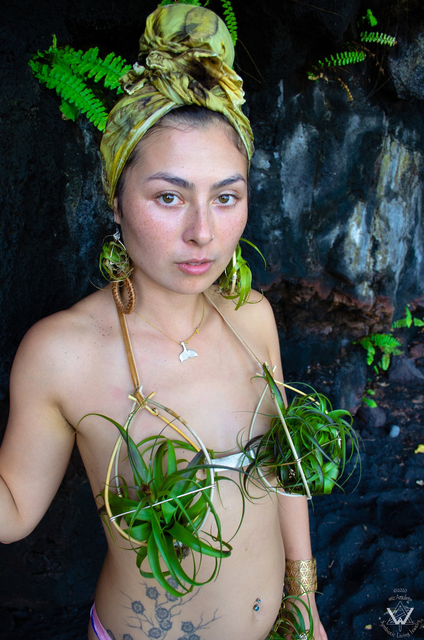 Garden of Eden ~ Air Plant Bikini Bamboo Festival Lingerie Bra Top Pants Bottoms ~