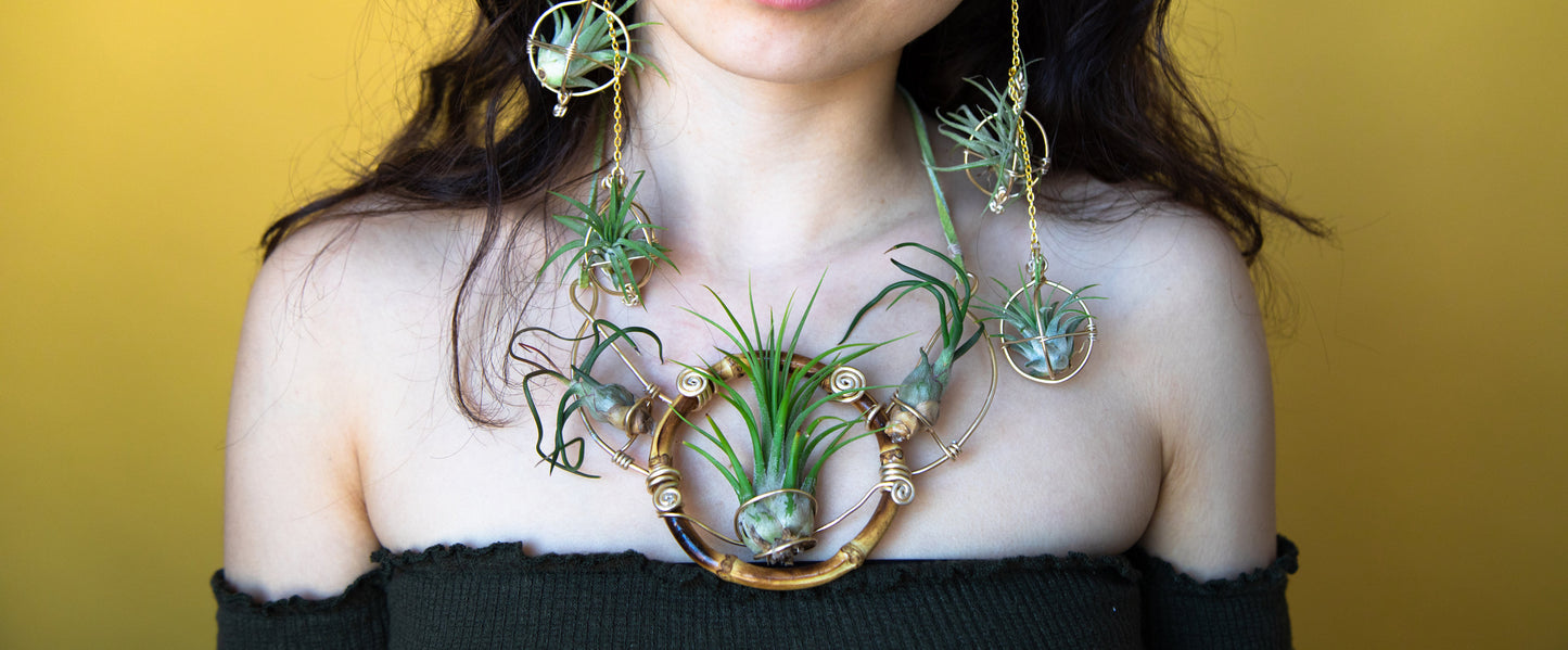 Air Plant Goddess Statement Collar Necklace ~ Warrior Bamboo Necklace
