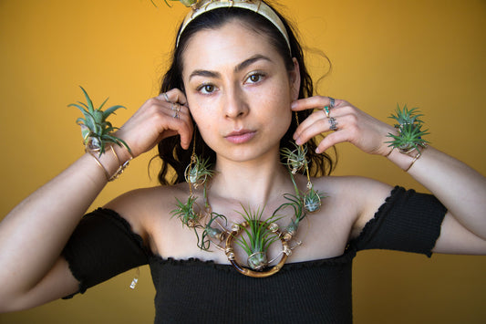 Air Plant Goddess Statement Collar Necklace ~ Warrior Bamboo Necklace