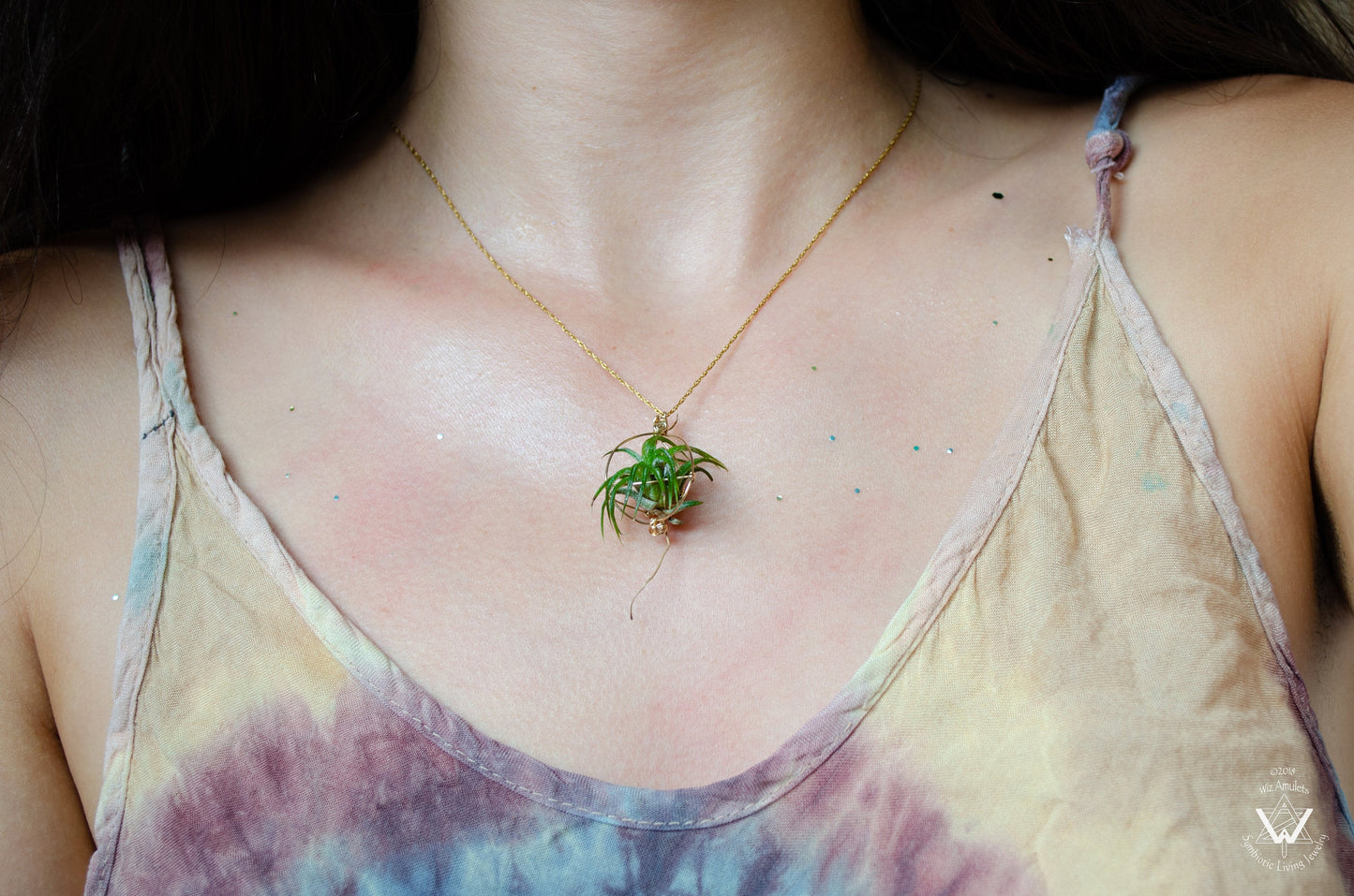 Minimalist 14K Gold Air Plant Orb Pendant ~ Dainty