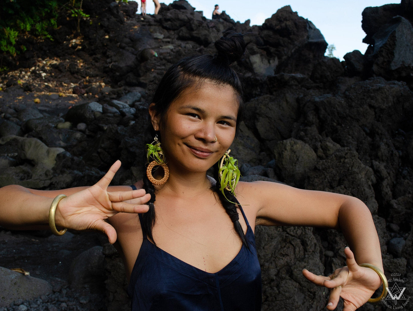Bamboo Air Plant Organic Hoop Earrings