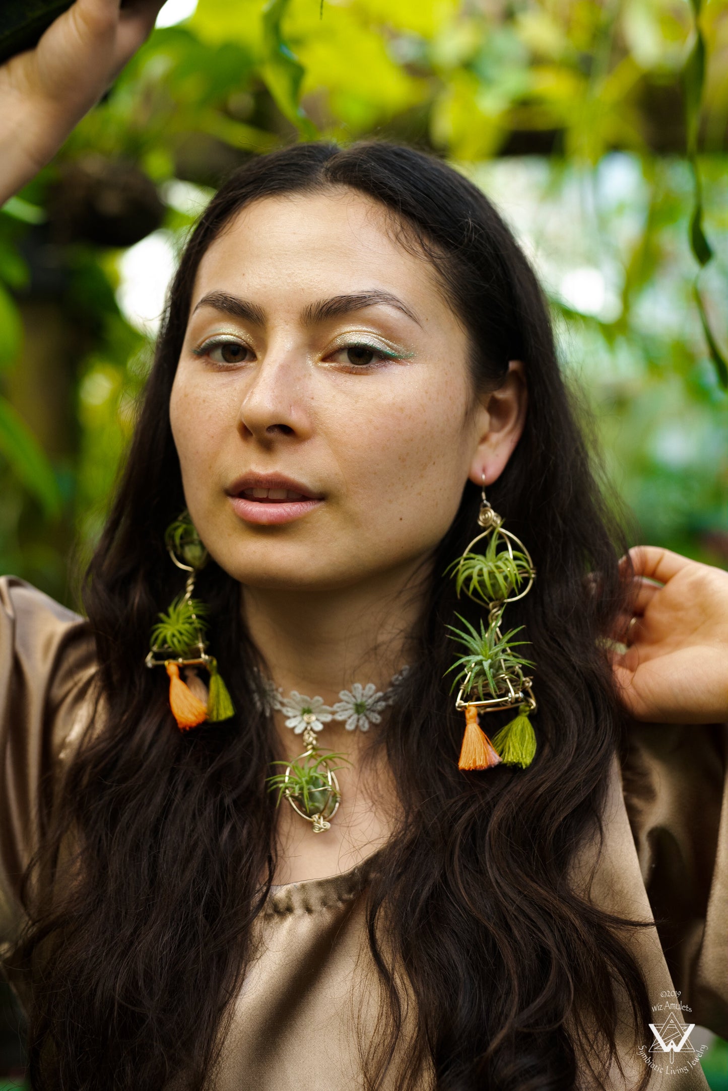Fiesta Air Plant Orb Pyramid Earrings ~Festival Living Pinata Tassel Temple~