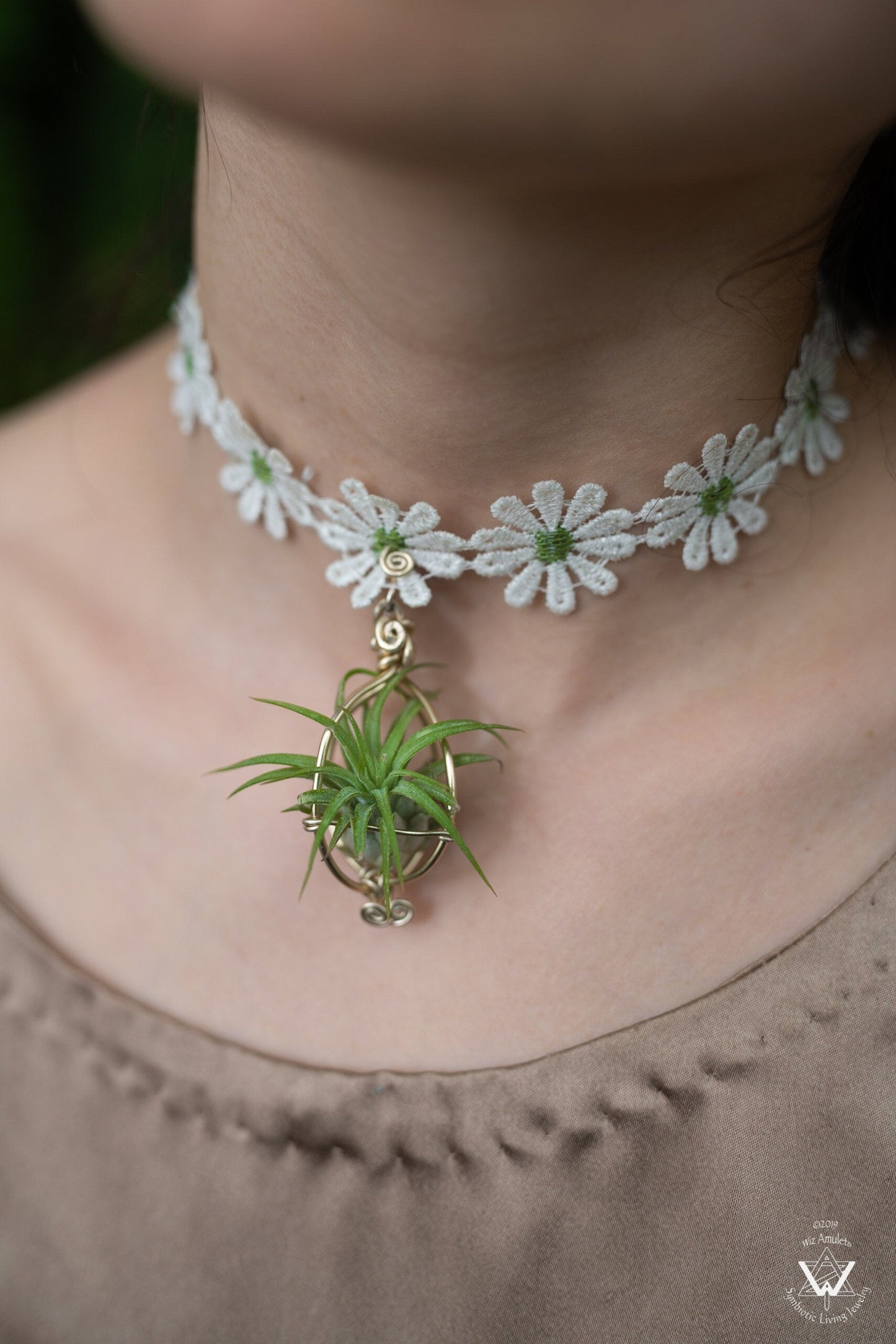 Air Plant Choker Pendant  ~  Flower Chokers + Flower Earrings Set