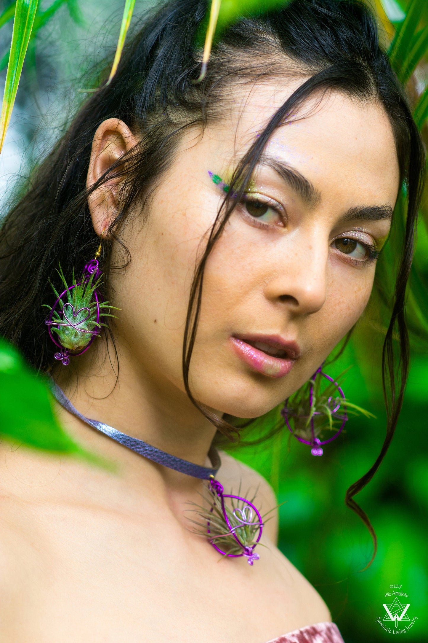 Heart Infinity Air Plant Orb Earrings ~ Heart and Infinity Wire Designs