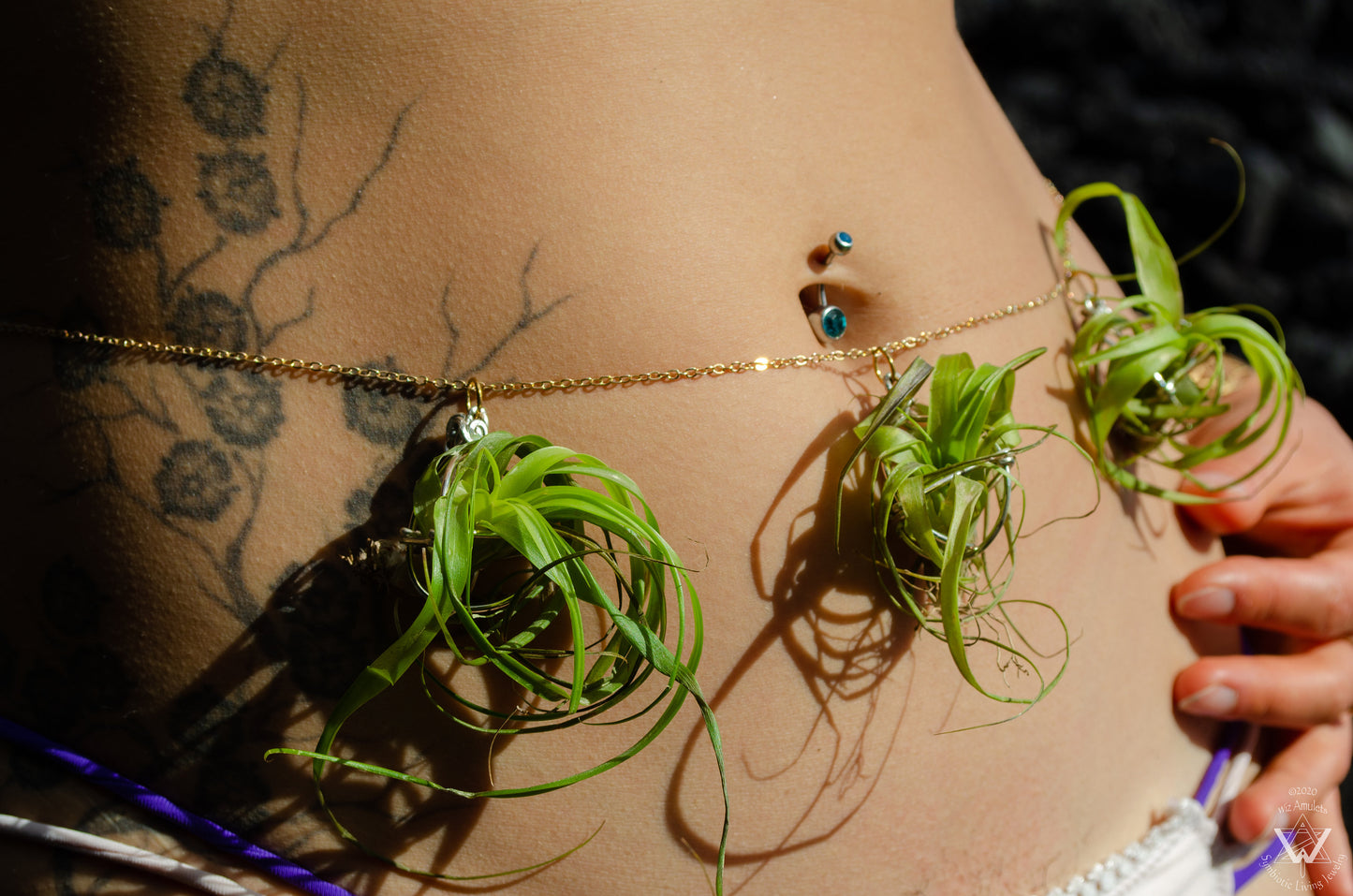 Air Plant Waist Beads Chain ~ Terrarium Orb & Octadedron Clips