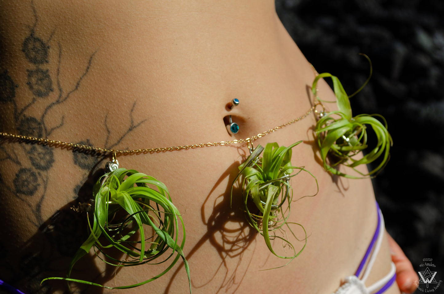 Air Plant Waist Beads Chain ~ Terrarium Orb & Octadedron Clips