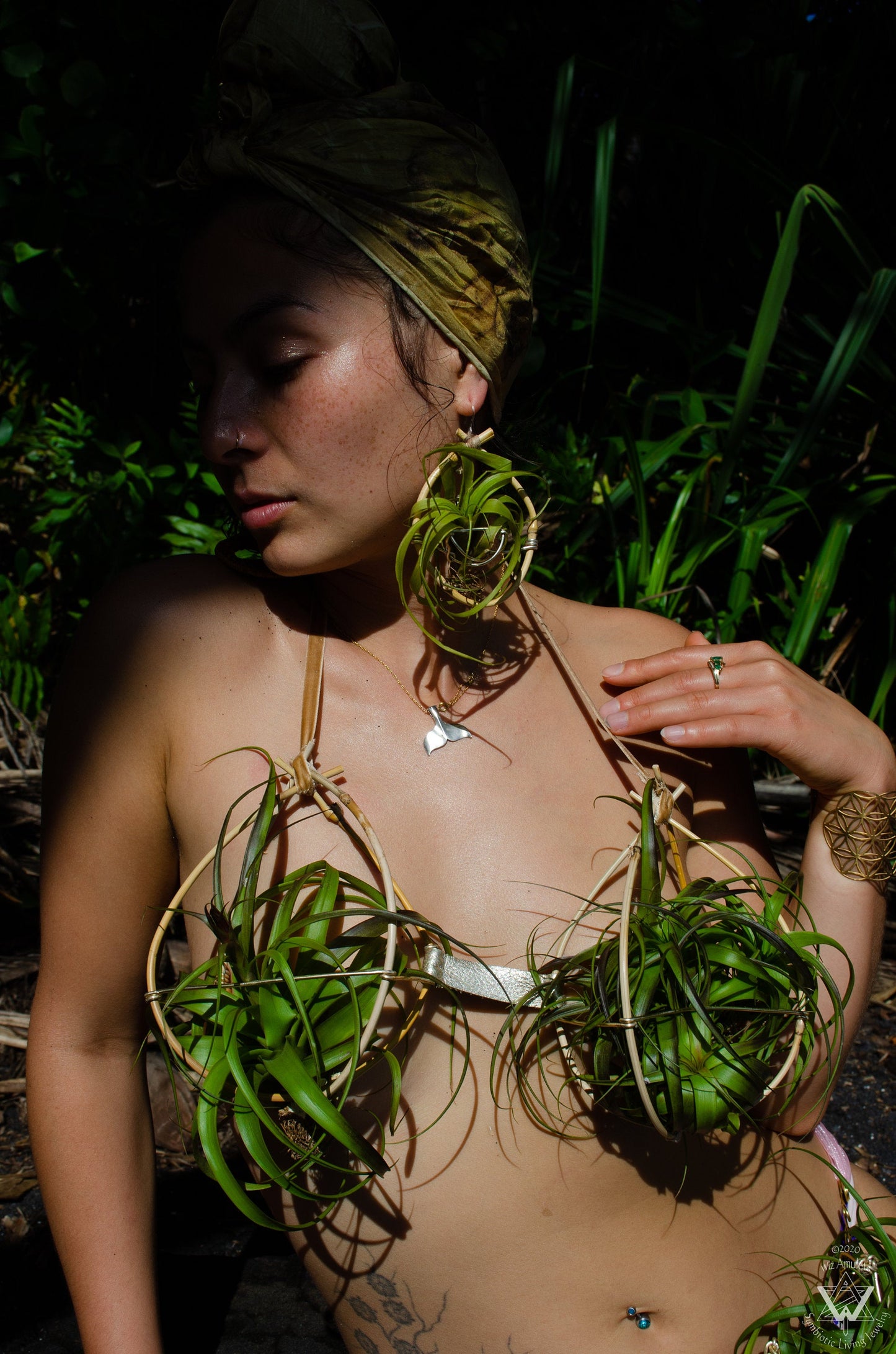 Garden of Eden ~ Air Plant Bikini Bamboo Festival Lingerie Bra Top Pants Bottoms ~