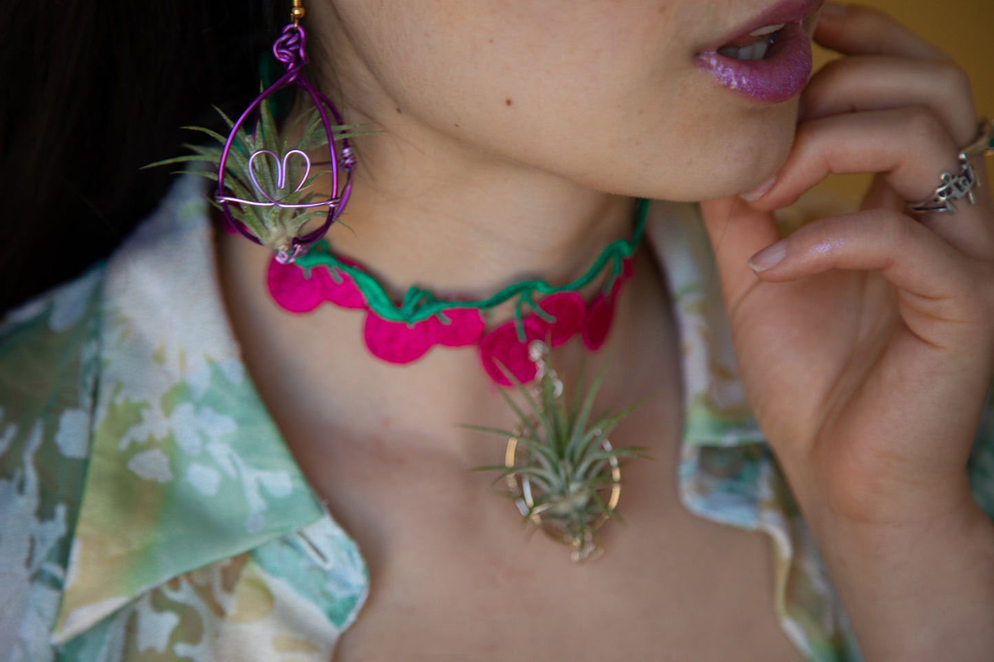 Heart Infinity Air Plant Orb Earrings ~ Heart and Infinity Wire Designs