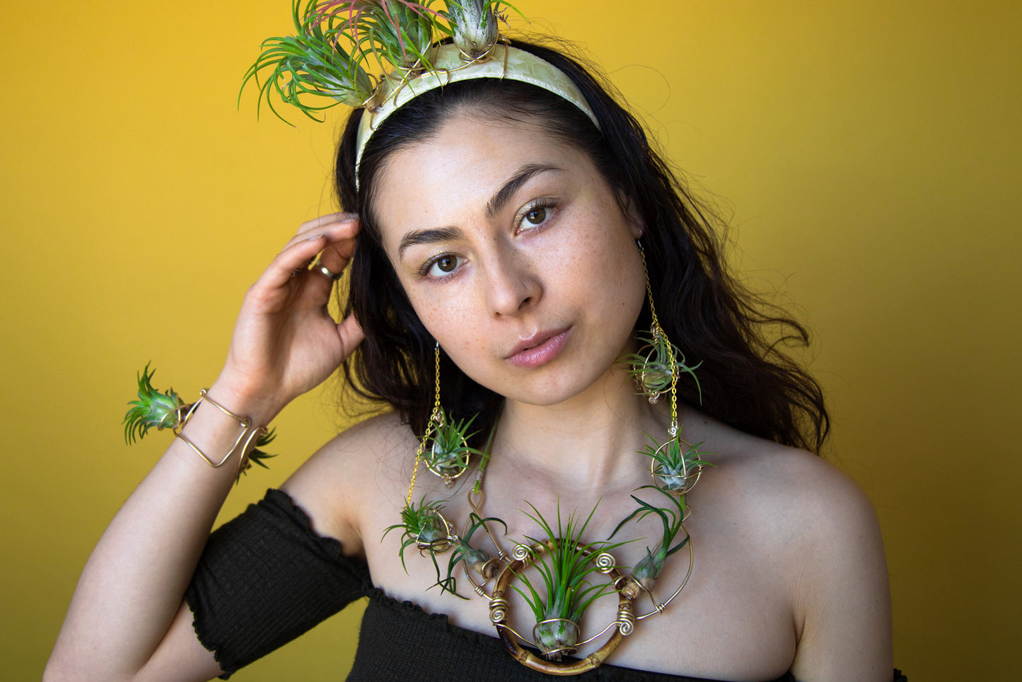 Air Plant Goddess Statement Collar Necklace ~ Warrior Bamboo Necklace