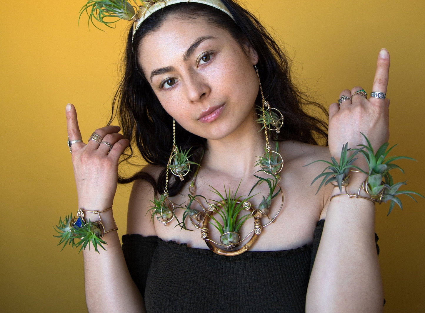 Air Plant Goddess Statement Collar Necklace ~ Warrior Bamboo Necklace