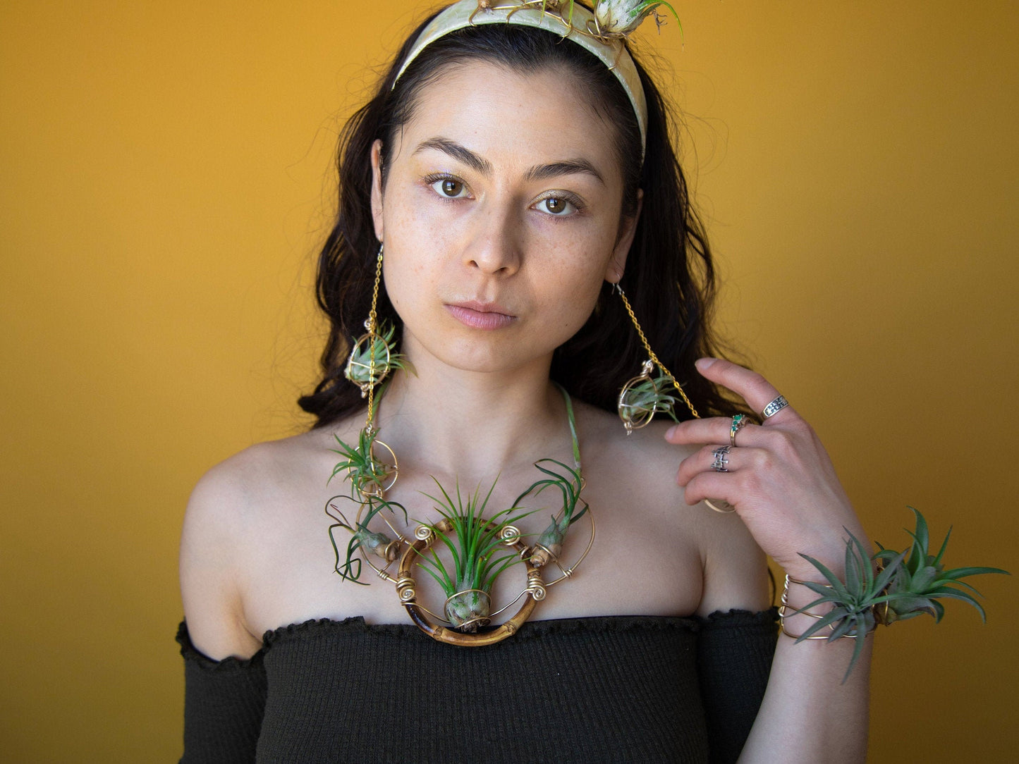 Air Plant Goddess Statement Collar Necklace ~ Warrior Bamboo Necklace