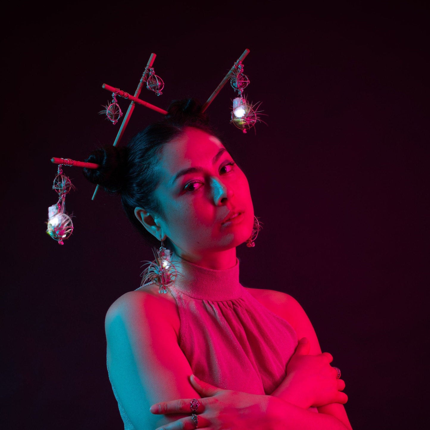 GLOW GROW Air Plant Orb Earrings ~ LED Illuminated