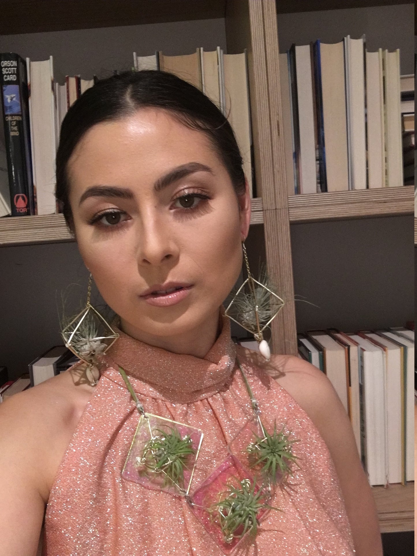 Holographic Air Plant Statement Necklace ~Iridescent Collar Necklace