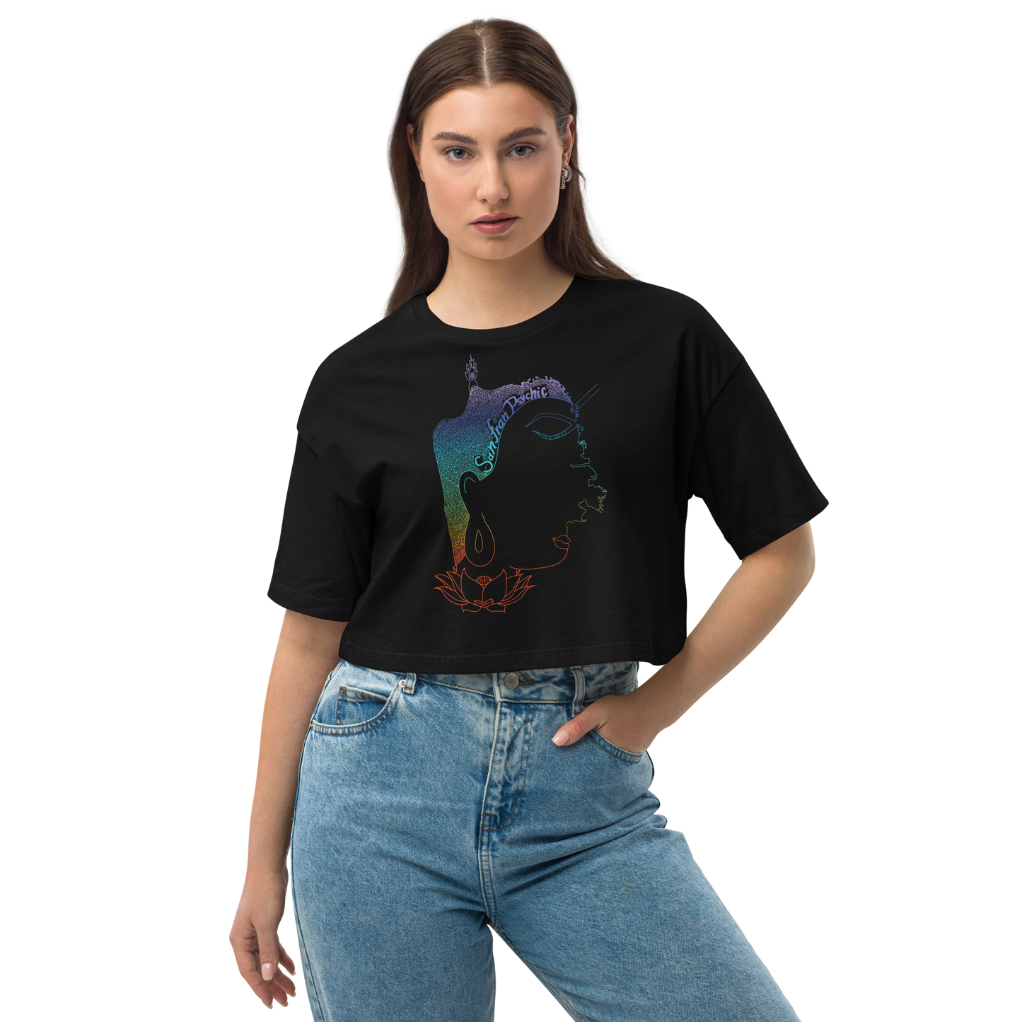 SF Buddha Face San FranPsychic Crop Top