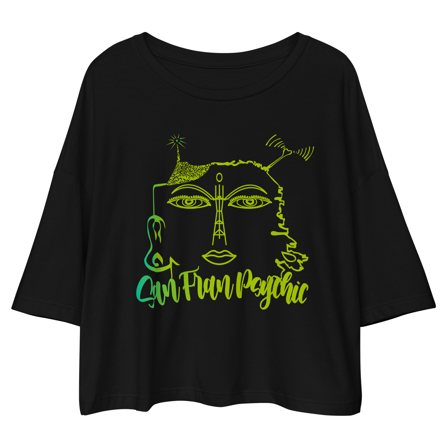 SF Buddha Face Radio San FranPsychic Crop Top
