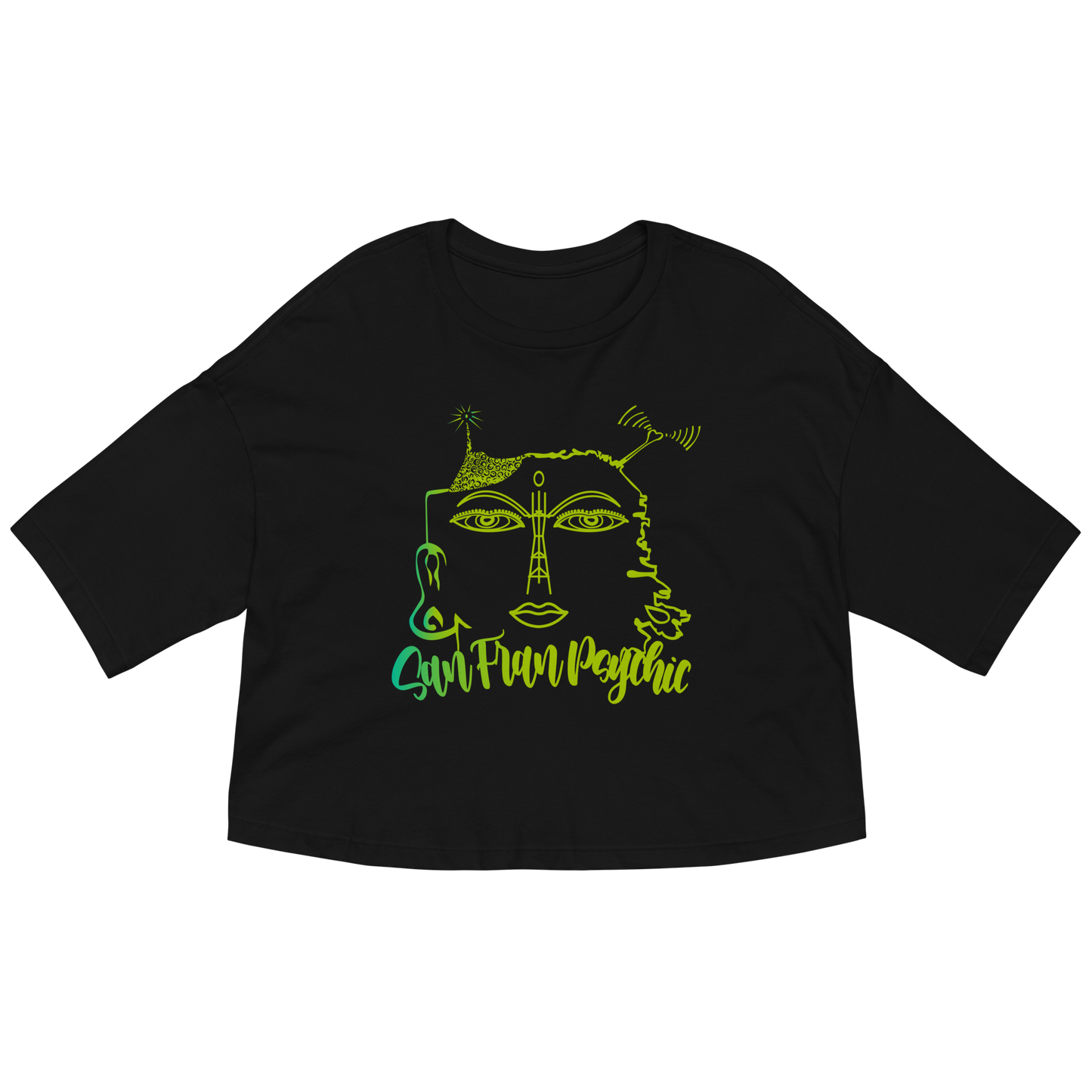 SF Buddha Face Radio San FranPsychic Crop Top