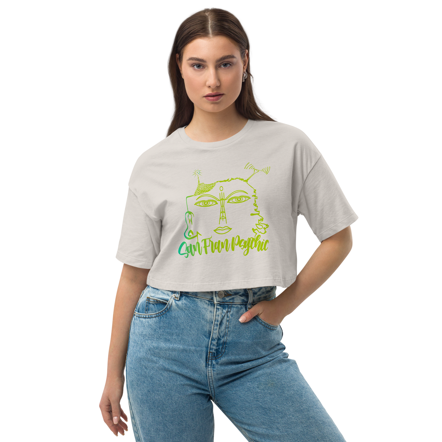 SF Buddha Face Radio San FranPsychic Crop Top