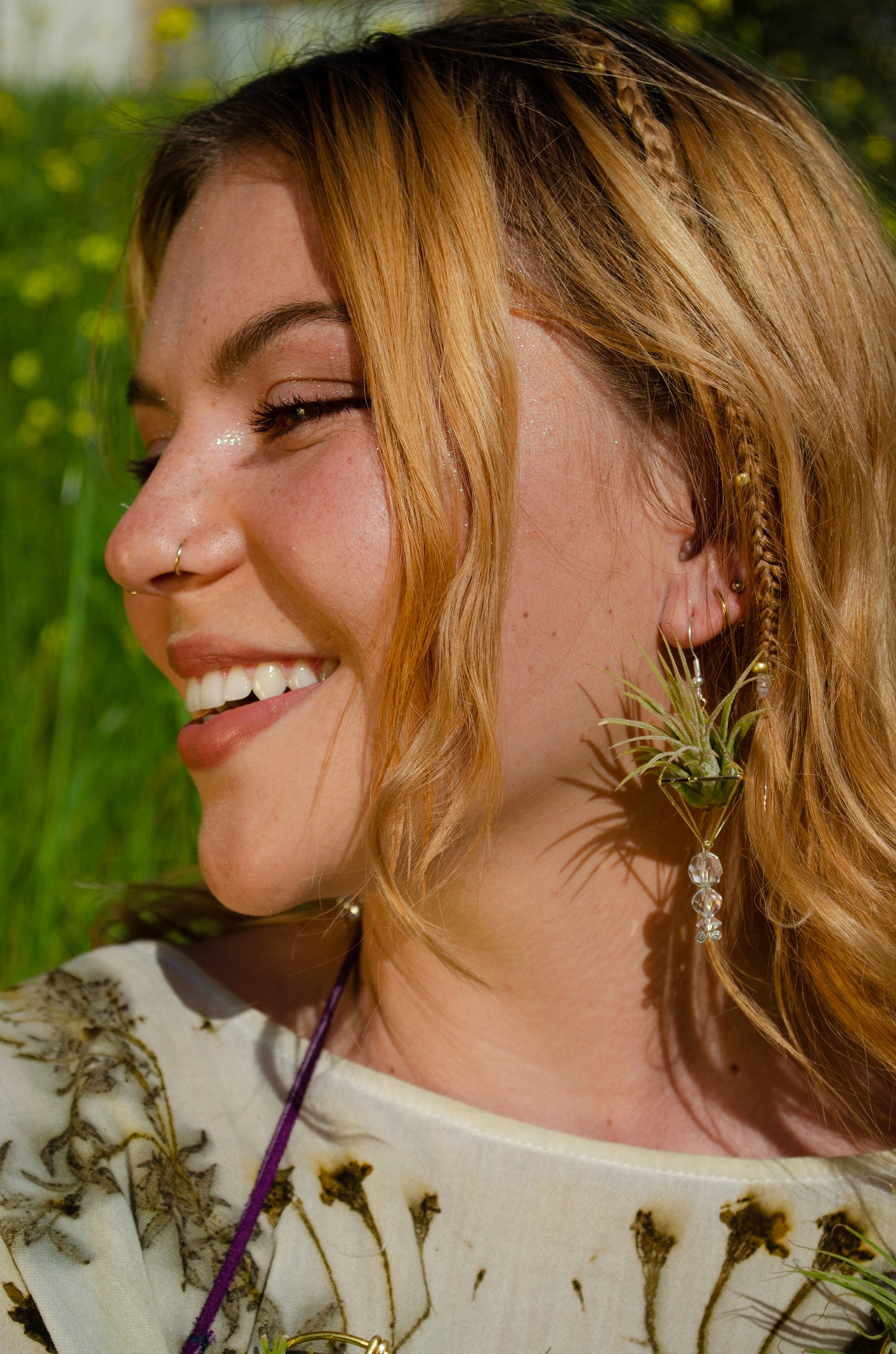 Mini Diamond Octahedron Classic Air Plant Clasp Earrings