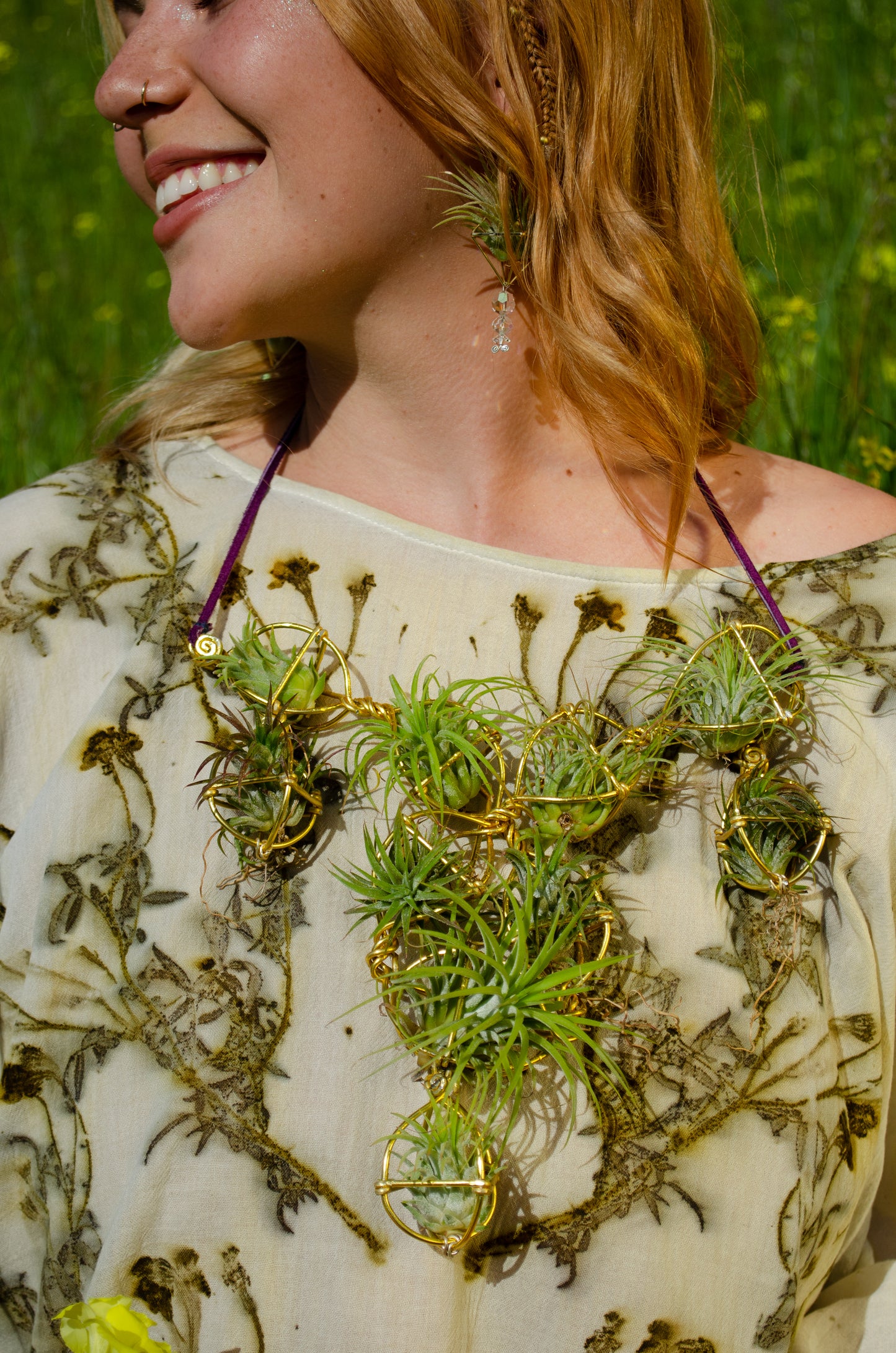 Air Plant Chest Plate Statement Necklace ~ Womb Bloom ~ Sculptural Jewelry