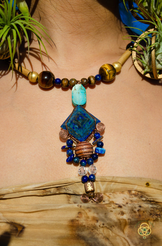 Crystal Pyramid Chest Plate Necklace (3 Types: Lapis Lazuli Pyramid, Adventure, Clear Quartz)