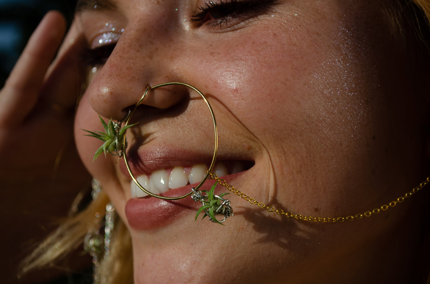 Air Plant Indian Nose Ring Hoop Nath~ Living Jewelry