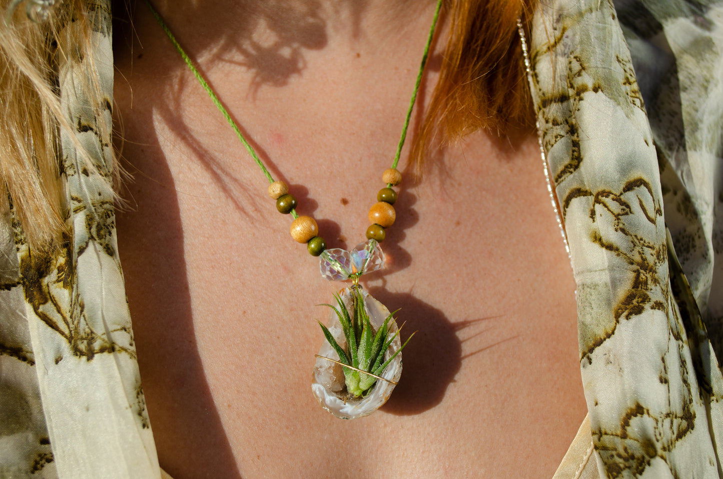 Air Plant Geode Cave Necklace