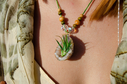 Air Plant Geode Cave Necklace