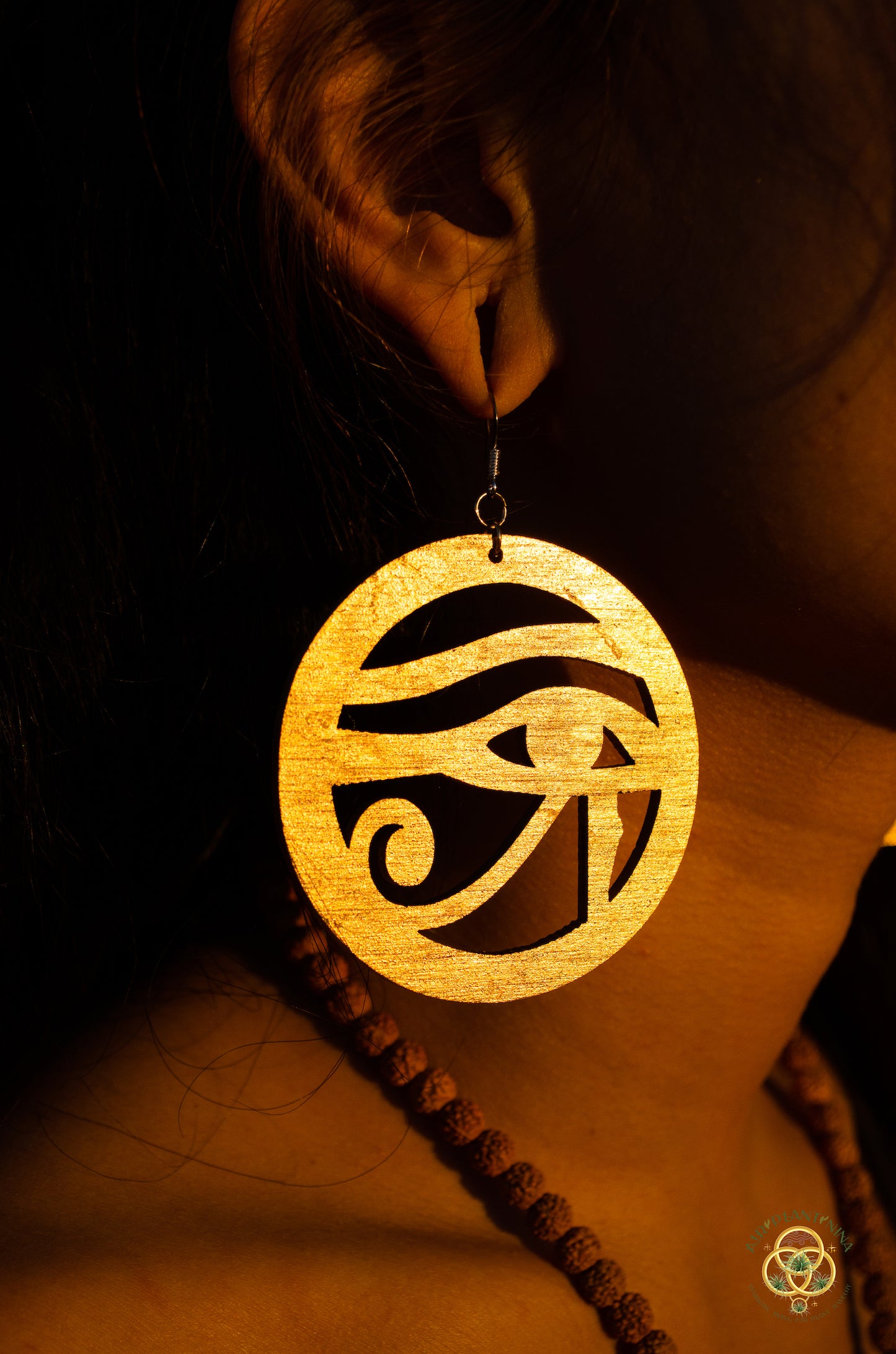 Eye of Horus ~ Ankanji Key Code Light Language Wooden Earrings