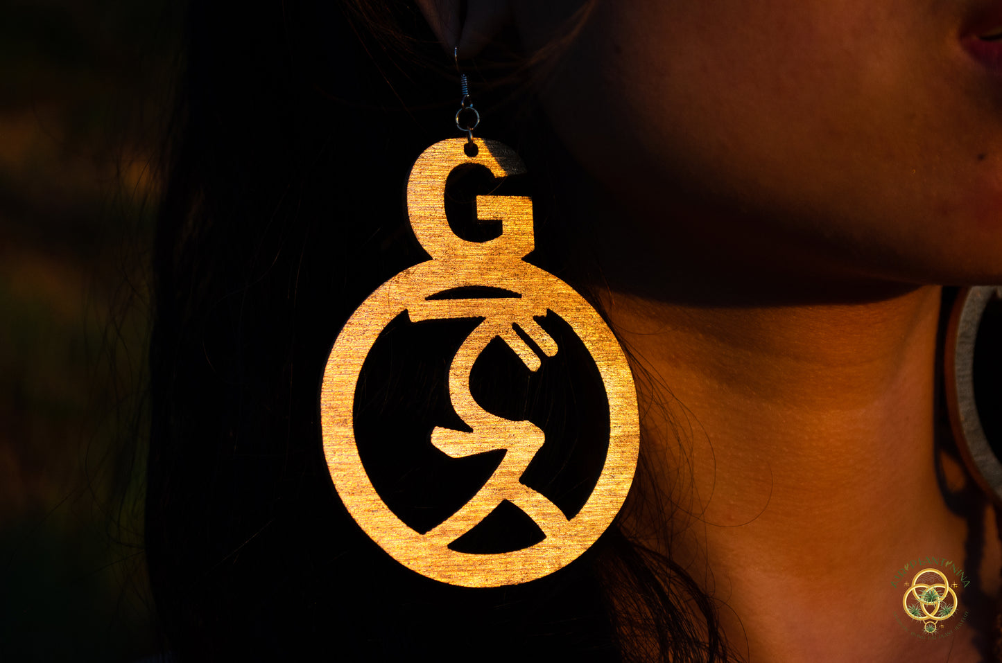 Goddess Ankanji Key Code Light Language Wooden Hoop Earrings