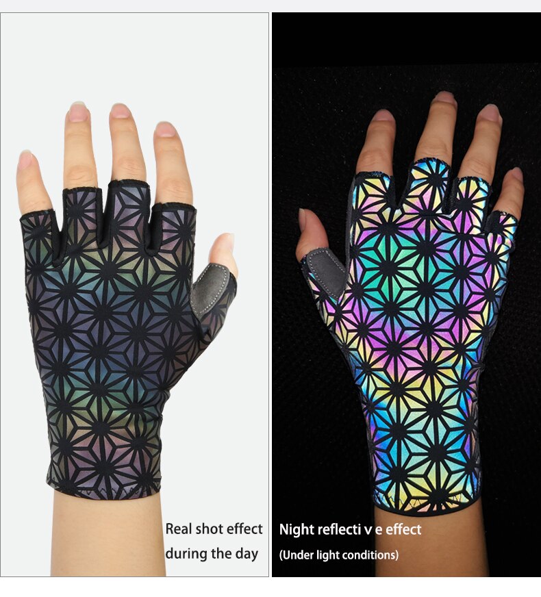 Ninja Avatar Warrior Sacred Geometry Reflective Holographic Rave Gloves