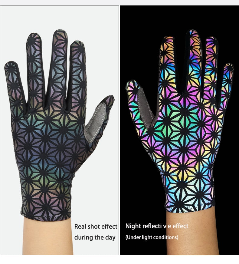 Ninja Avatar Warrior Sacred Geometry Reflective Holographic Rave Gloves