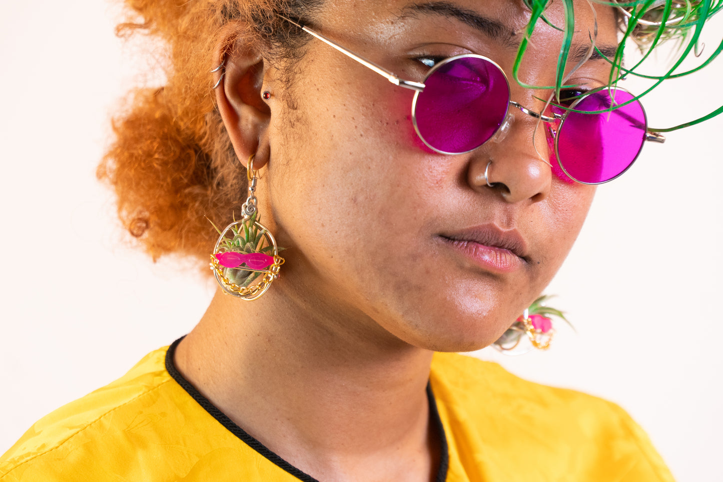Kawaii Cool Cat Air Plant Earrings ~ Hip Hop Sunglasses Character Earrings