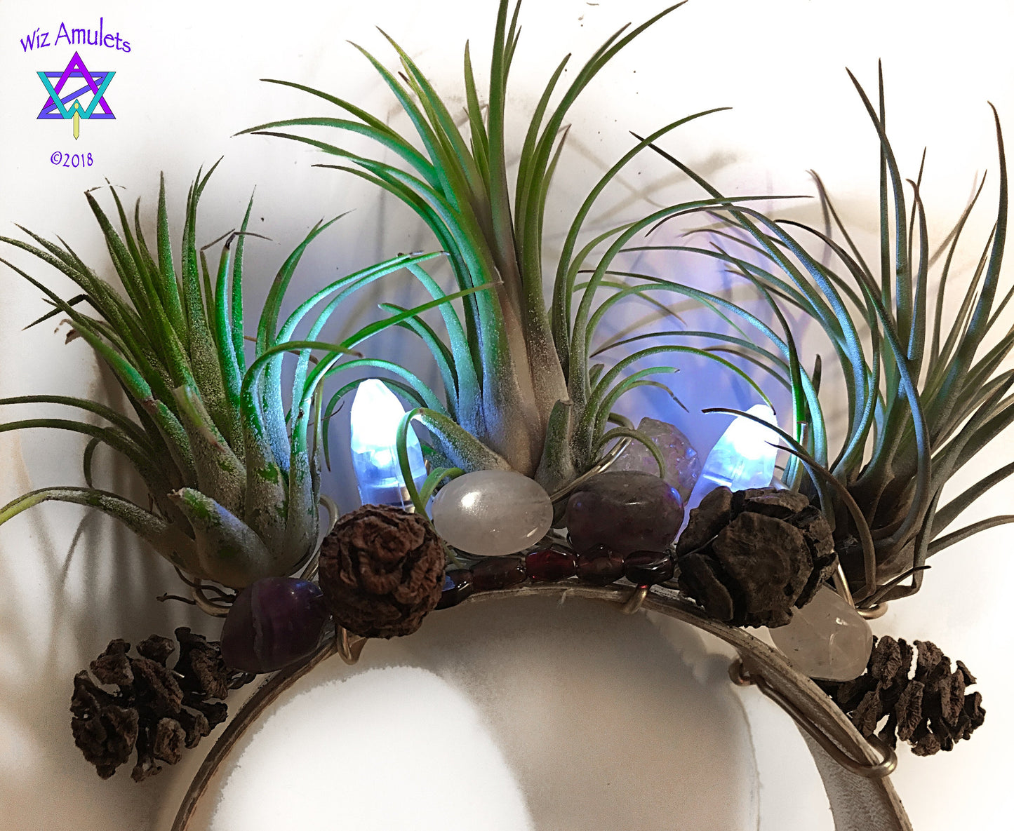 Illuminated Living Air Plant Crown (Glow Grow) Headdress Festival