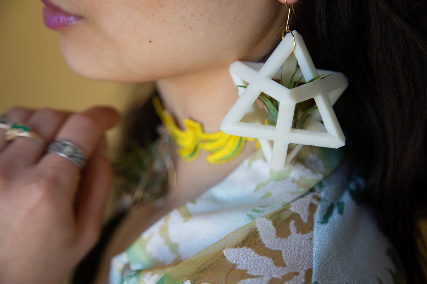 Merkaba Ascension Air Plant Earrings ~ 3D Polyhedron Geometric Earrings