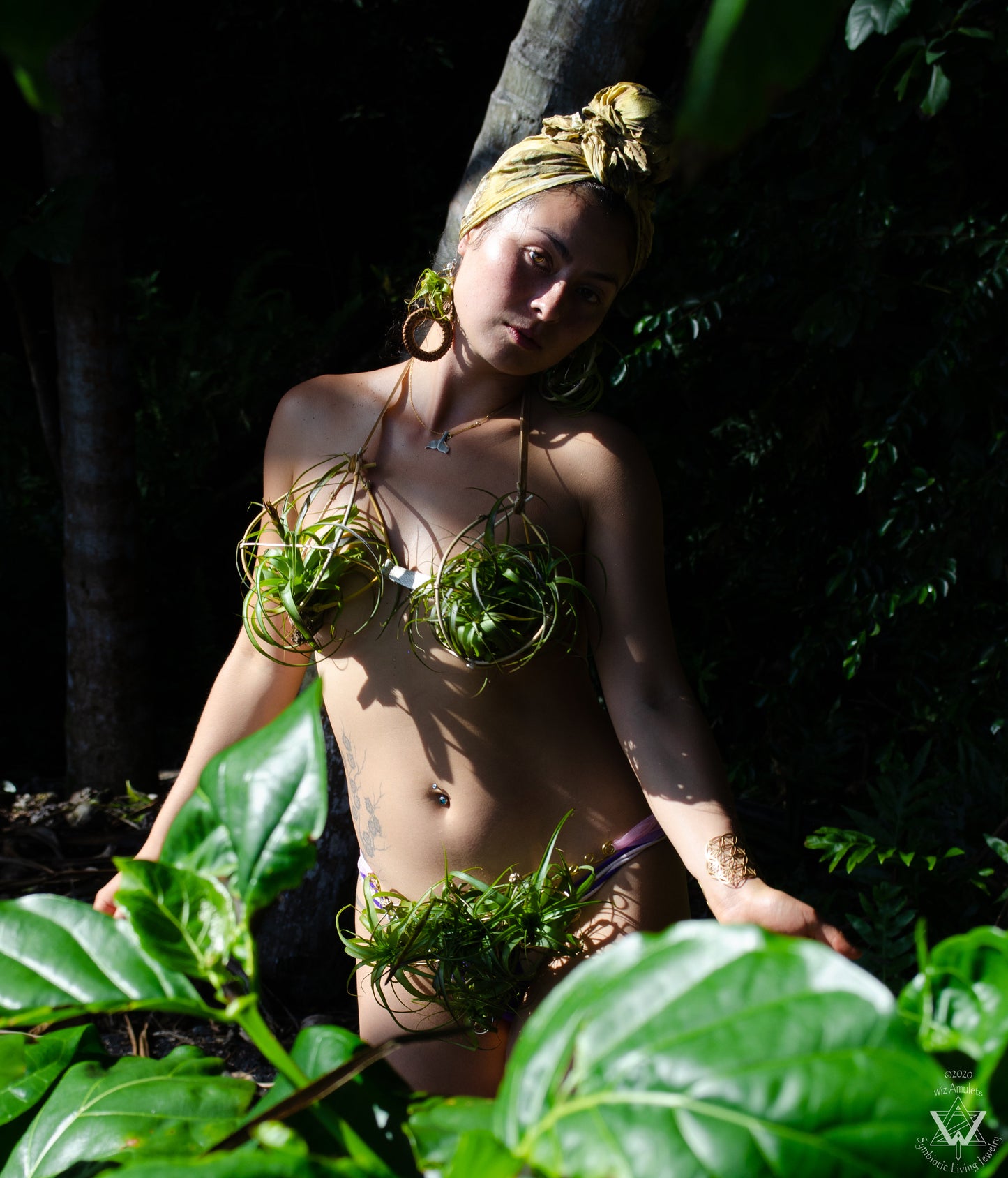 Garden of Eden ~ Air Plant Bikini Bamboo Festival Lingerie Bra Top Pants Bottoms ~