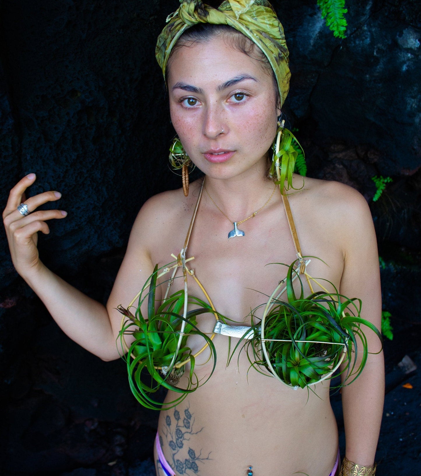 Garden of Eden ~ Air Plant Bikini Bamboo Festival Lingerie Bra Top Pants Bottoms ~